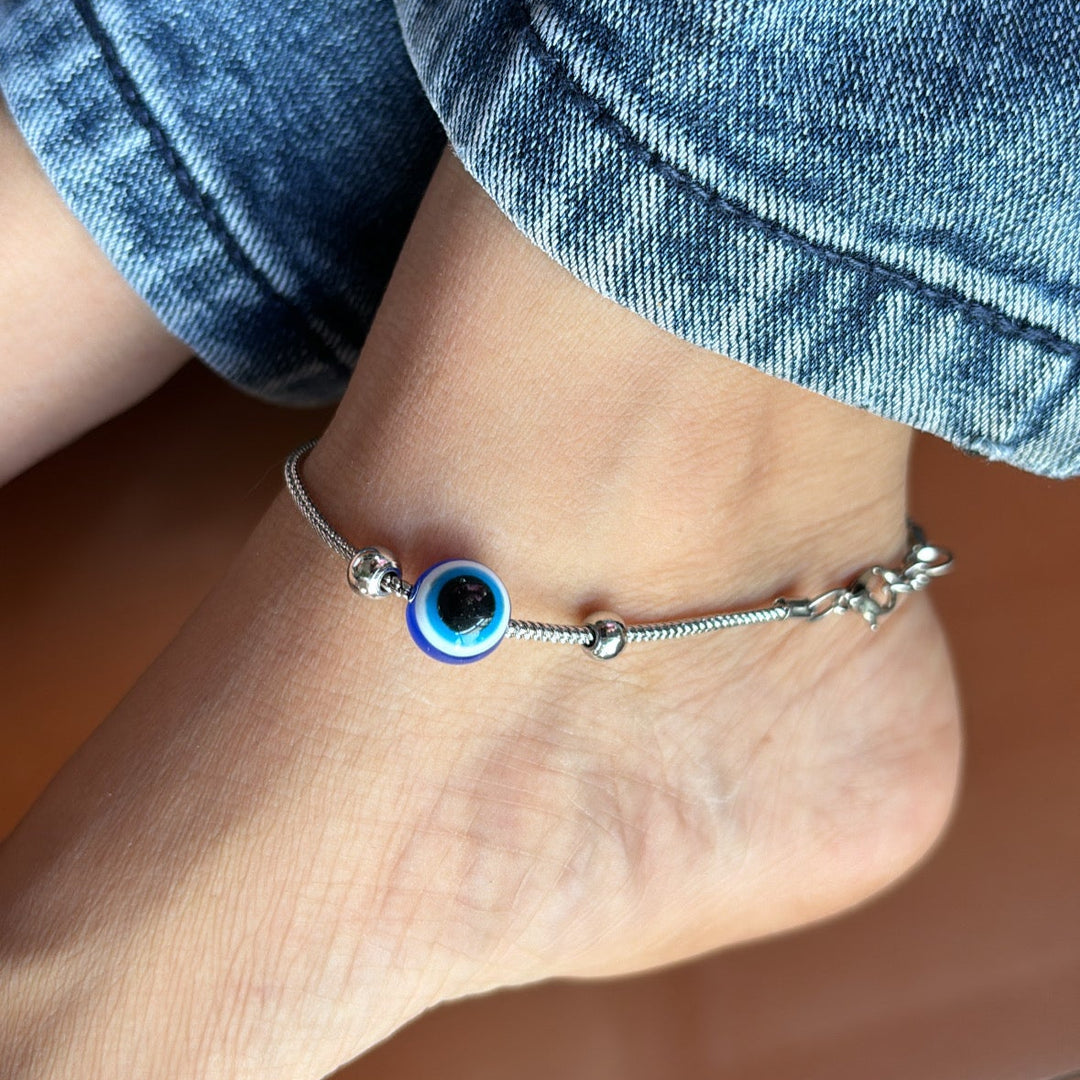 Evil Eye Snake Anklet Pack Of 2