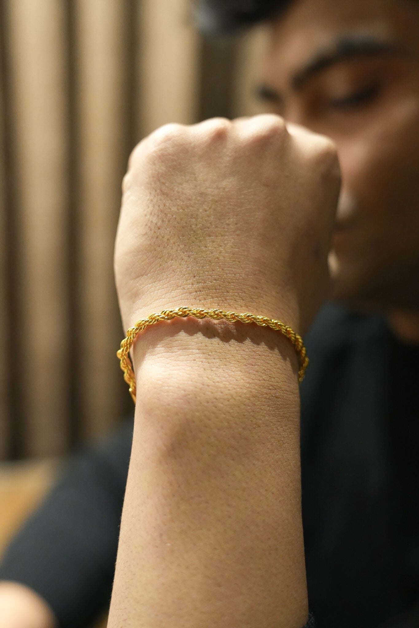 Luxury Gold Rope Chain Necklace & Bracelet Combo Set