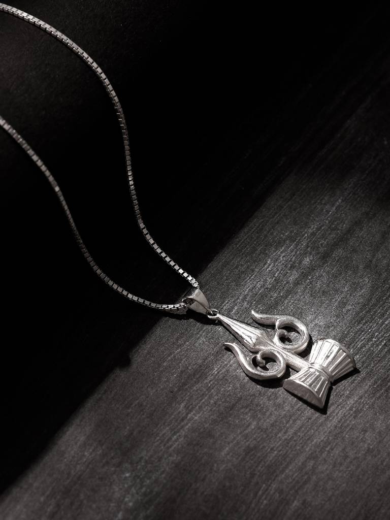 Damru Locket With Silver Plated Chain