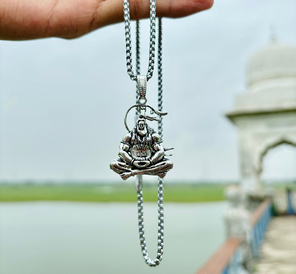100% Silver Plated Hanuman Locket With Chain