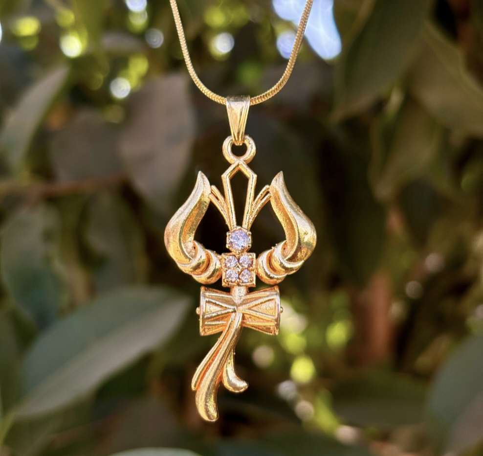 Trishul Om and Damru pendant with chain