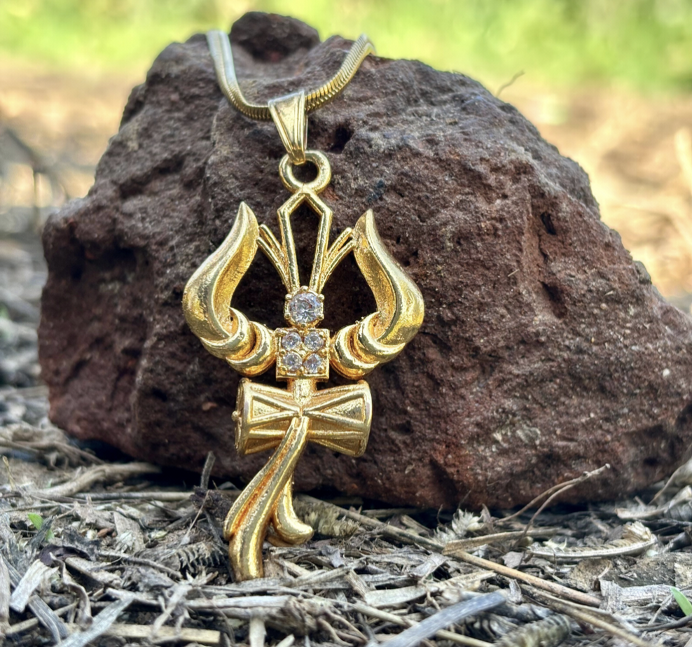 Trishul Om and Damru pendant with chain